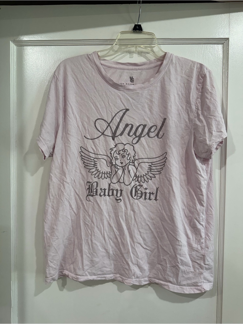 Junk Food Clothing Light Pink Angel "Baby Girl" Graphic Tee 100% cotton